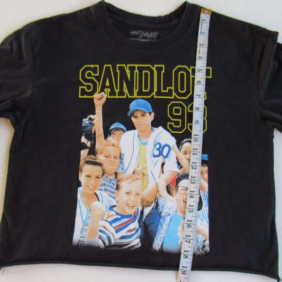 Sandlot Women's Black Long Sleeve Graphic Cropped Cutoff Tee With Vintage Design - Picture 6 of 8